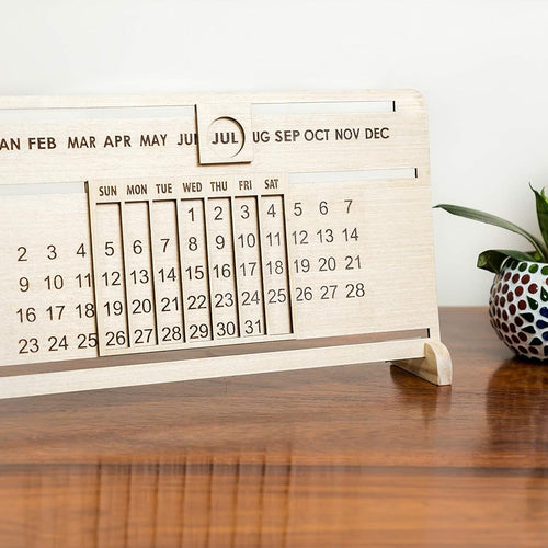 IVEI Wooden Sliding Perpetual Calendar- Table Top Calendar Set - Desktop Calendar- Lifetime Calendar- Wooden Calendar for Desk Decor, Study Room - Sliding Endless Calendar for Office, School, Home