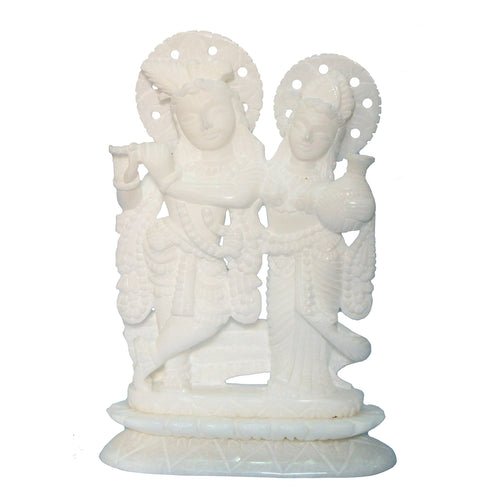 StonKraft - Radha Krishna Pair Murti Idol Statue Sculpture - Brass- Antique