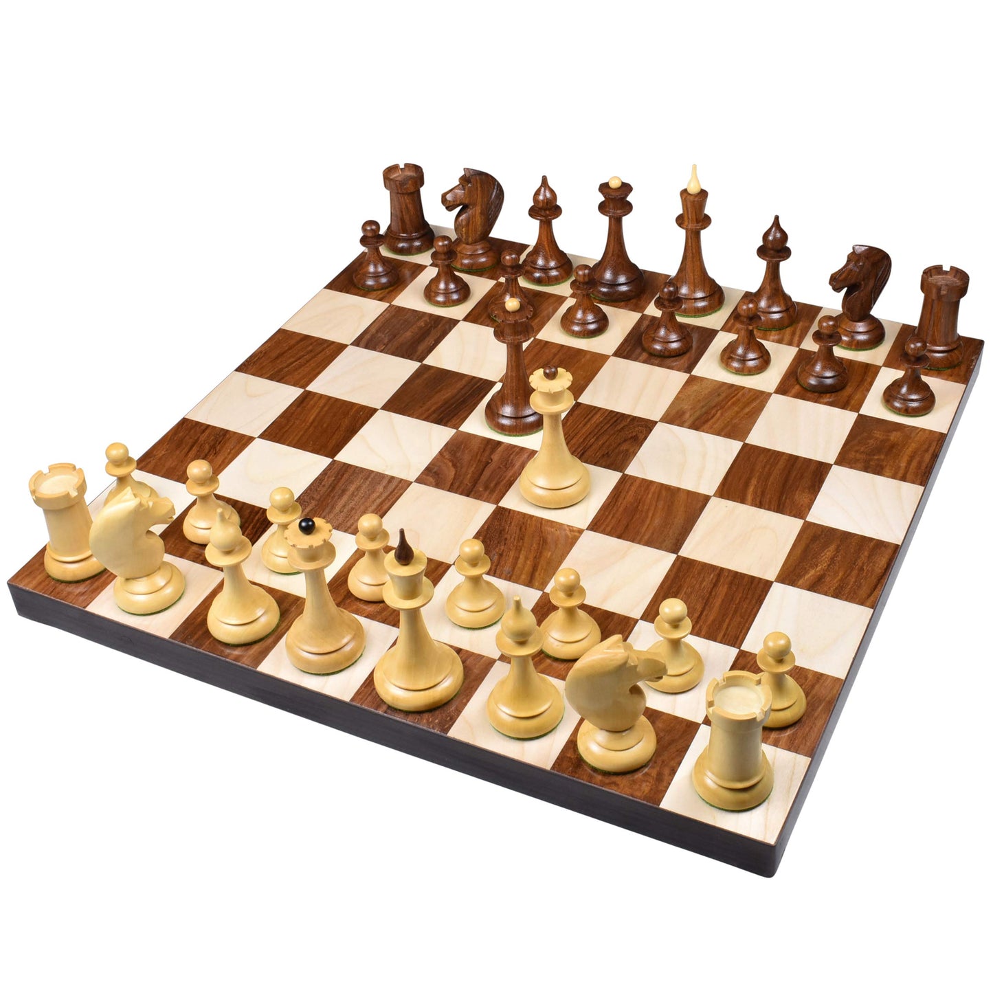 Royal Chess Mall 1950s Soviet Latvian Reproduced Chess Pieces Only Chess Set, Golden Rosewood and Boxwood Wooden Chess Set, 4-in King, Double Weighted Chess Pieces (2.5 lbs)