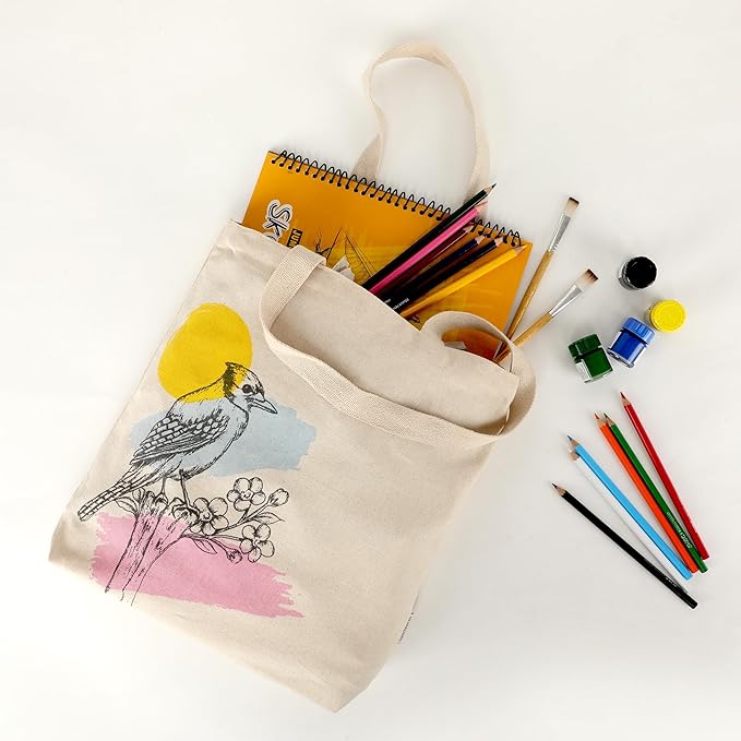 SKAPADORO, Canvas Zip Tote - 100% Cotton, Ecofriendly Printed Tote Bags For Travel, College & Beach, Shopping, Grocery, Easy to Wash Trendy Everyday Shoulder Bag