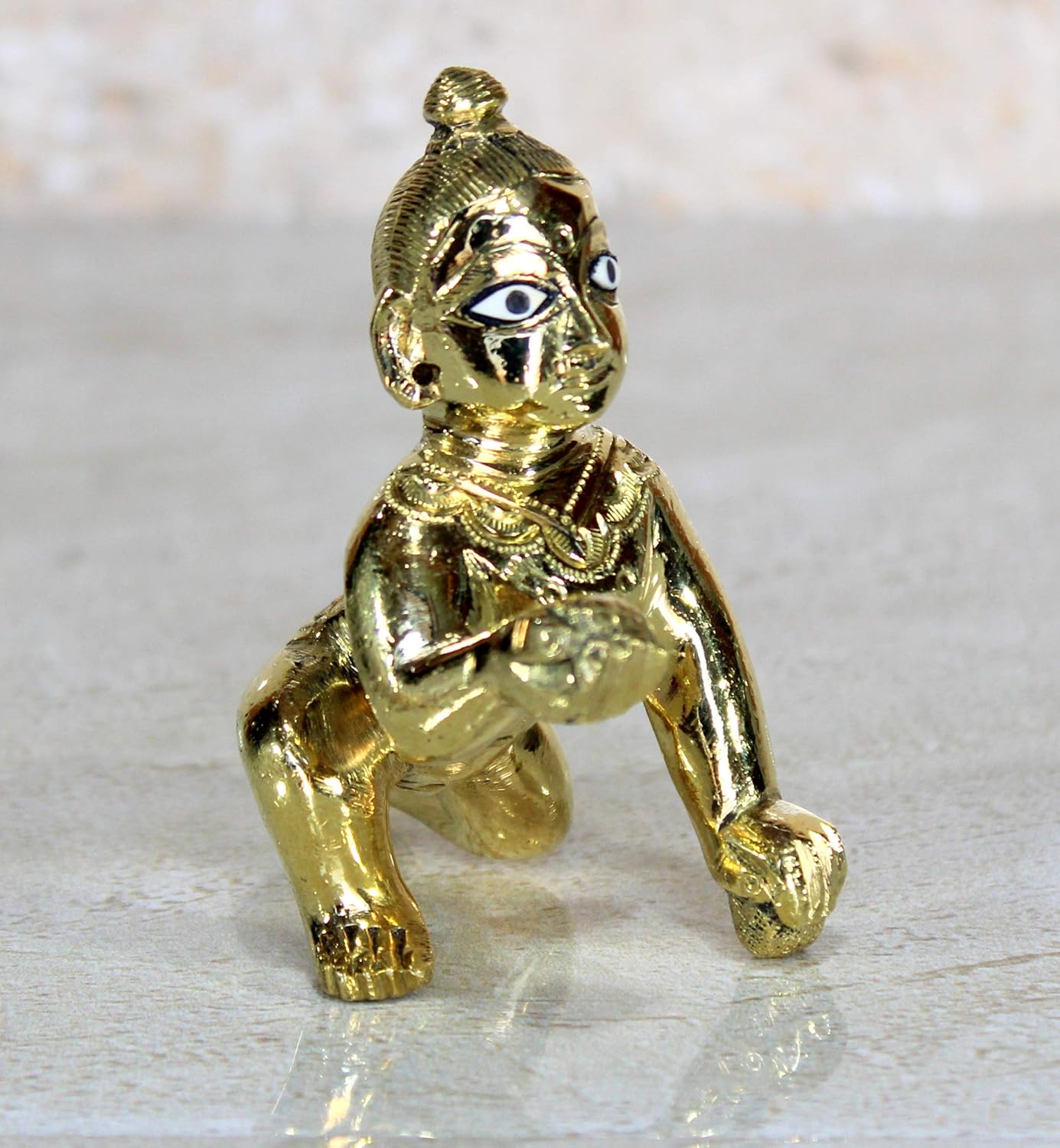 eSplanade Brass - (3") 7.5 cms - Laddoo Gopal Baby Krishna Laddu Gopal Kishan Baby Krishna Thakurji Murti Idol Statue Sculpture