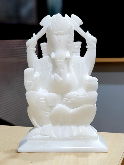 StonKraft Marble Ganesh Ganesha Statue Murti Idol (5" Right Trunk)