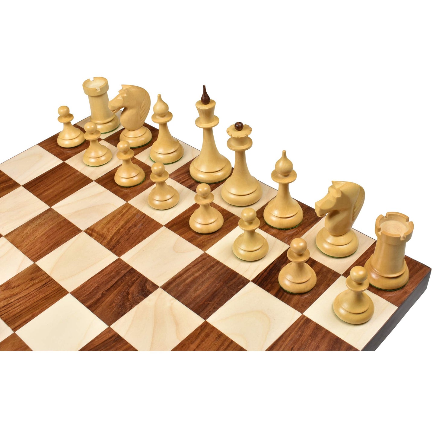 Royal Chess Mall 1950s Soviet Latvian Reproduced Chess Pieces Only Chess Set, Golden Rosewood and Boxwood Wooden Chess Set, 4-in King, Double Weighted Chess Pieces (2.5 lbs)