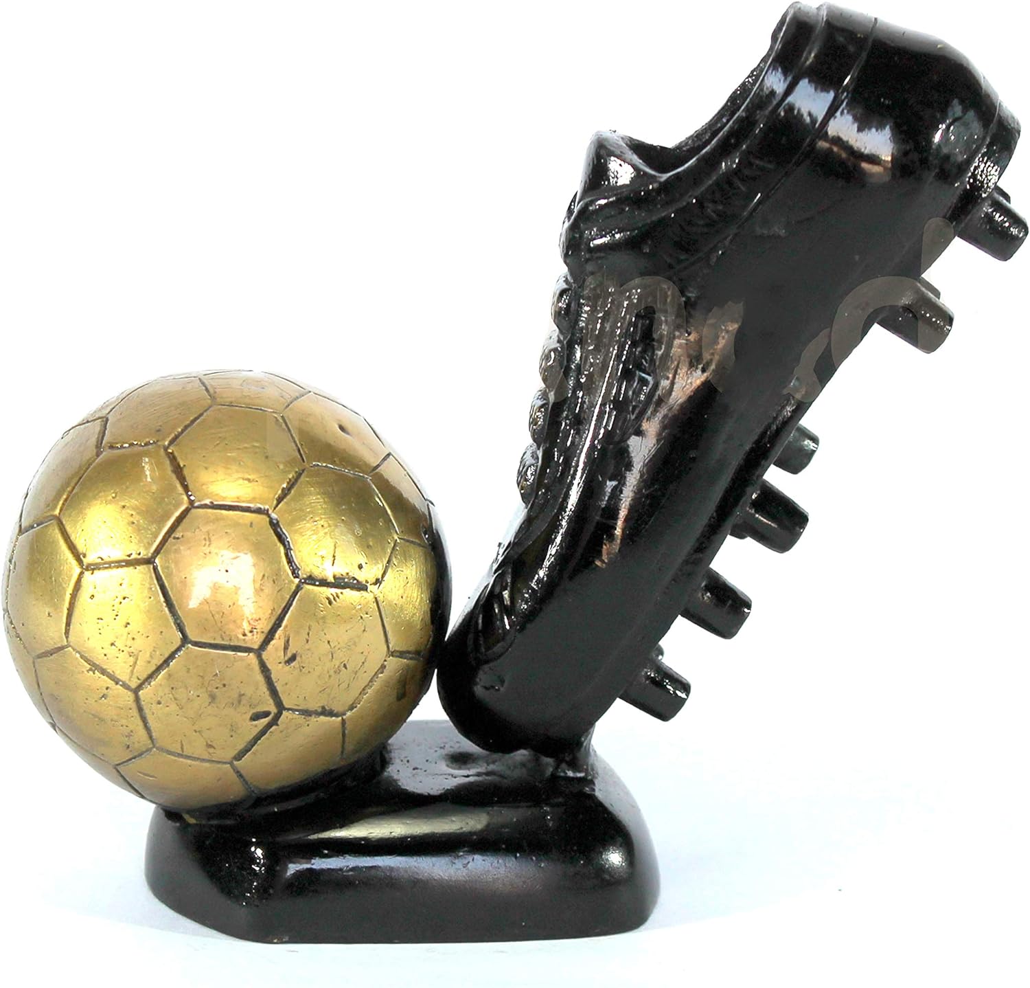 Brass Decorative Soccer Ball and Shoe Showpiece | Home Decor | Brass Sculpture | World Cup Golden Boot Trophy Look-alike | European Golden Shoe Look-alike