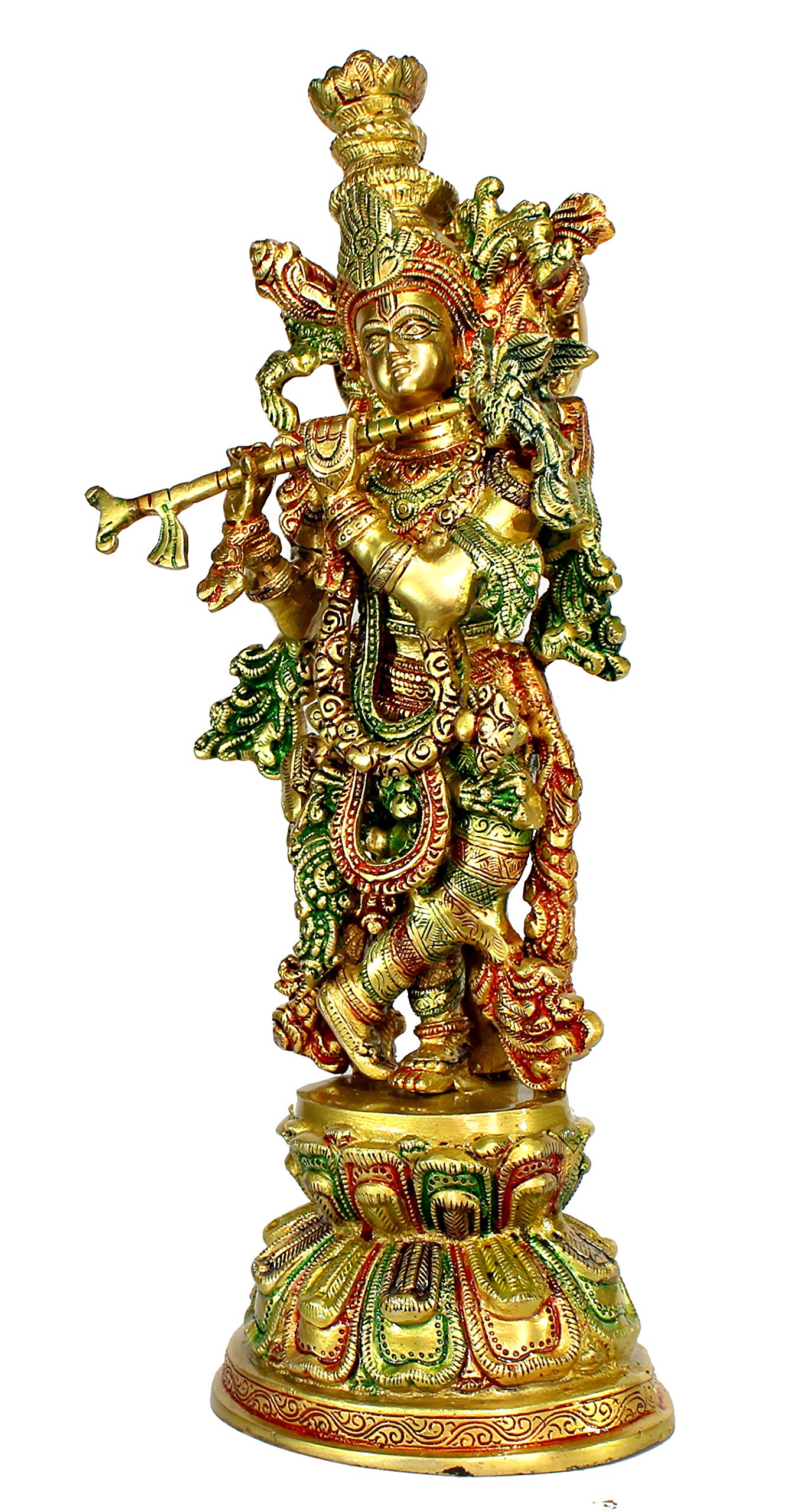 eSplanade Brass Radha Krishna Kishan Murti Idol Statue Sculpture | Pooja Idols | Home Decor (18 Inch)