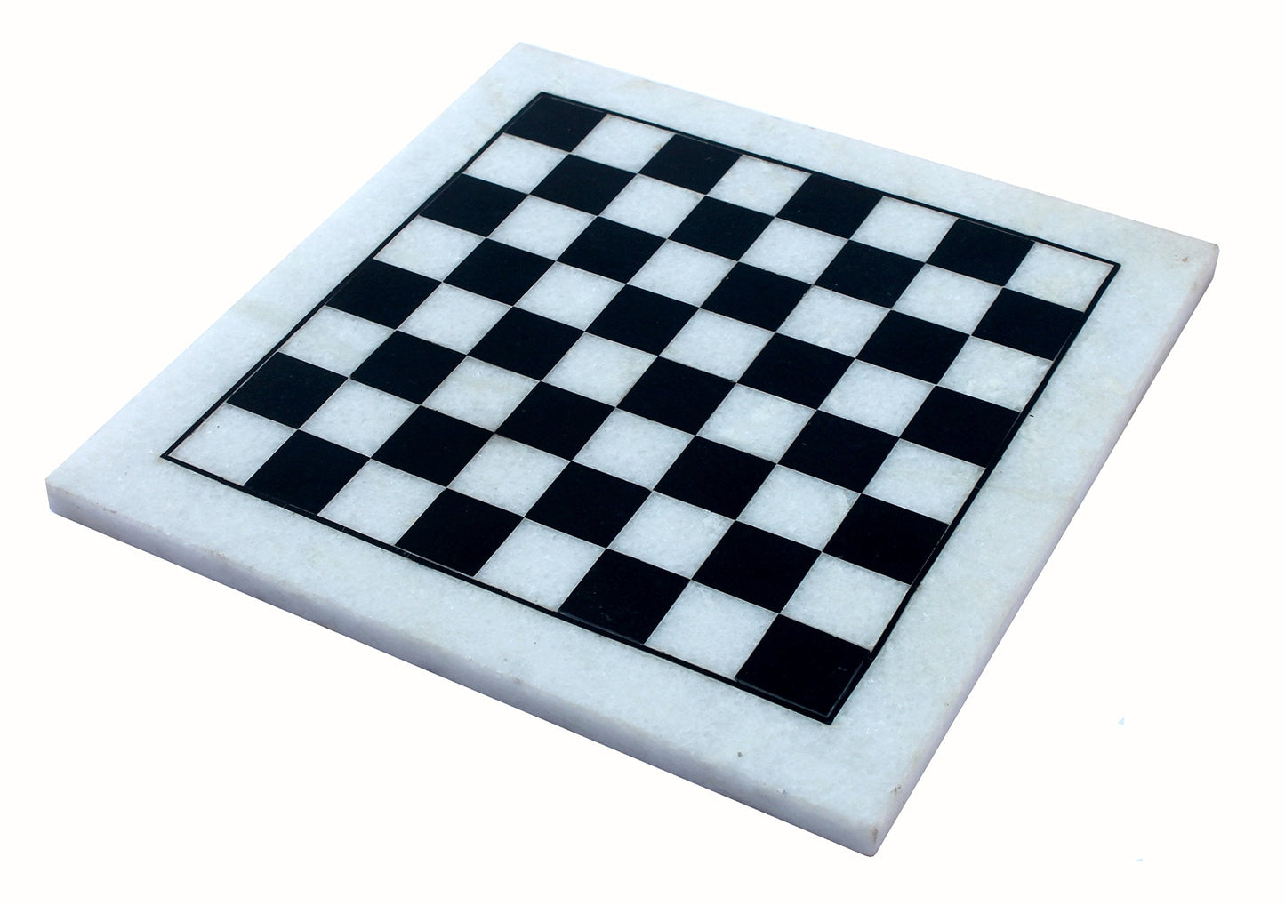 StonKraft Collectible White Natural Stone & Black Marble Chess Board without Pieces Pawns - Decorative Stone Chess - Home Decor - 12" Inches