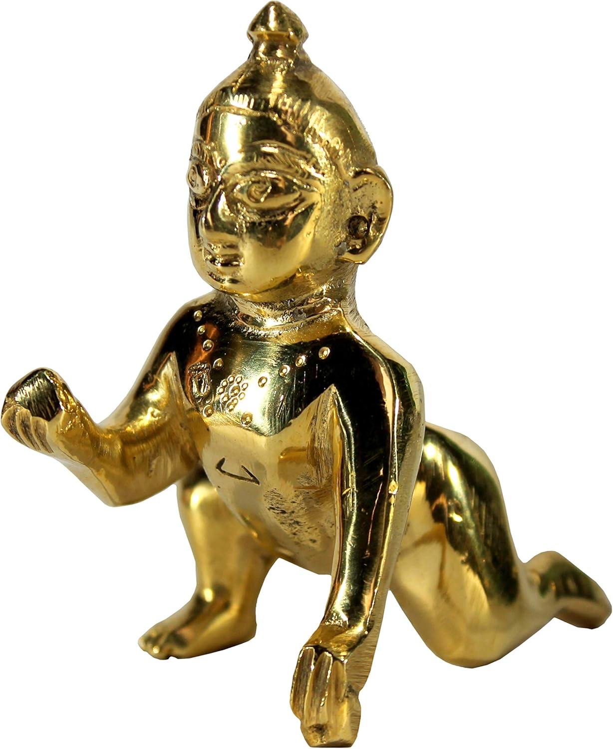 StonKraft Brass Krishna Laddoo Gopal Kanha Makhan Chor Statue Idol Murti Sculpture