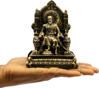 eSplanade Resin Chhatrapati Shivaji Maharaj Statue Idol Sculpture Showpiece Figurine Murti - Golden - 5" Inches