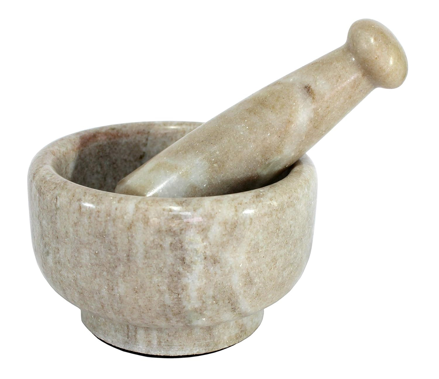 KLEO Stone Mortar and Pestle Set as Spice, Medicine Grinder Masher - Okhli and Musal - 5" Wide Natural (Beige)