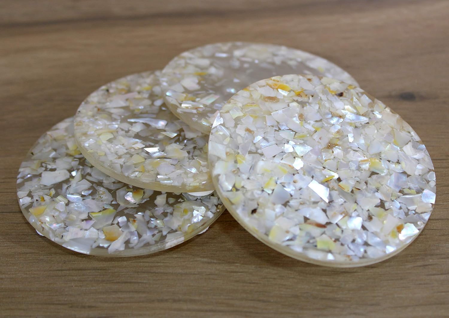 KLEO Mother of Pearl Coaster Set - Table Coaster set (Set of 4) | Coasters Bar Beer Coffee Tea Coasters