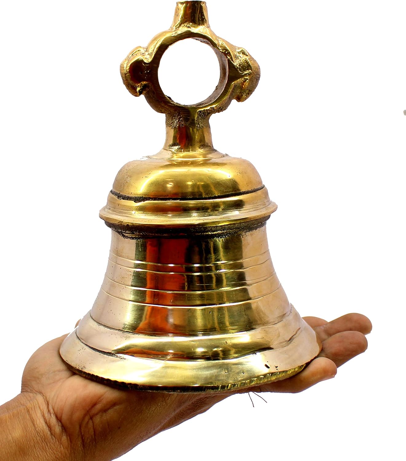 eSplanade Brass Hanging Temple Bell Ghanta Church Bell | Home Decor - Pooja Items | Golden - 7" Inches