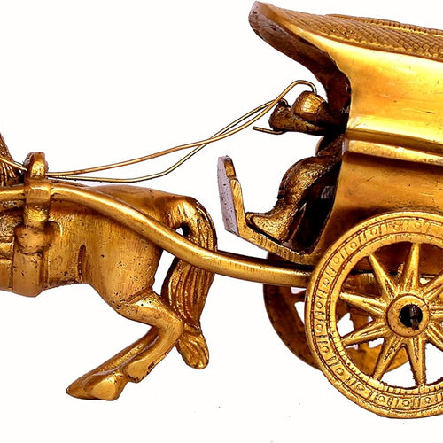 StonKraft Unique Show Piece of Horse Cart Brass Metal with Fine Finish Carving Work