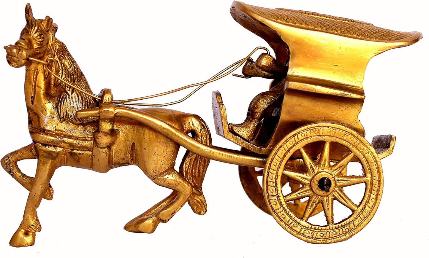 StonKraft Unique Show Piece of Horse Cart Brass Metal with Fine Finish Carving Work