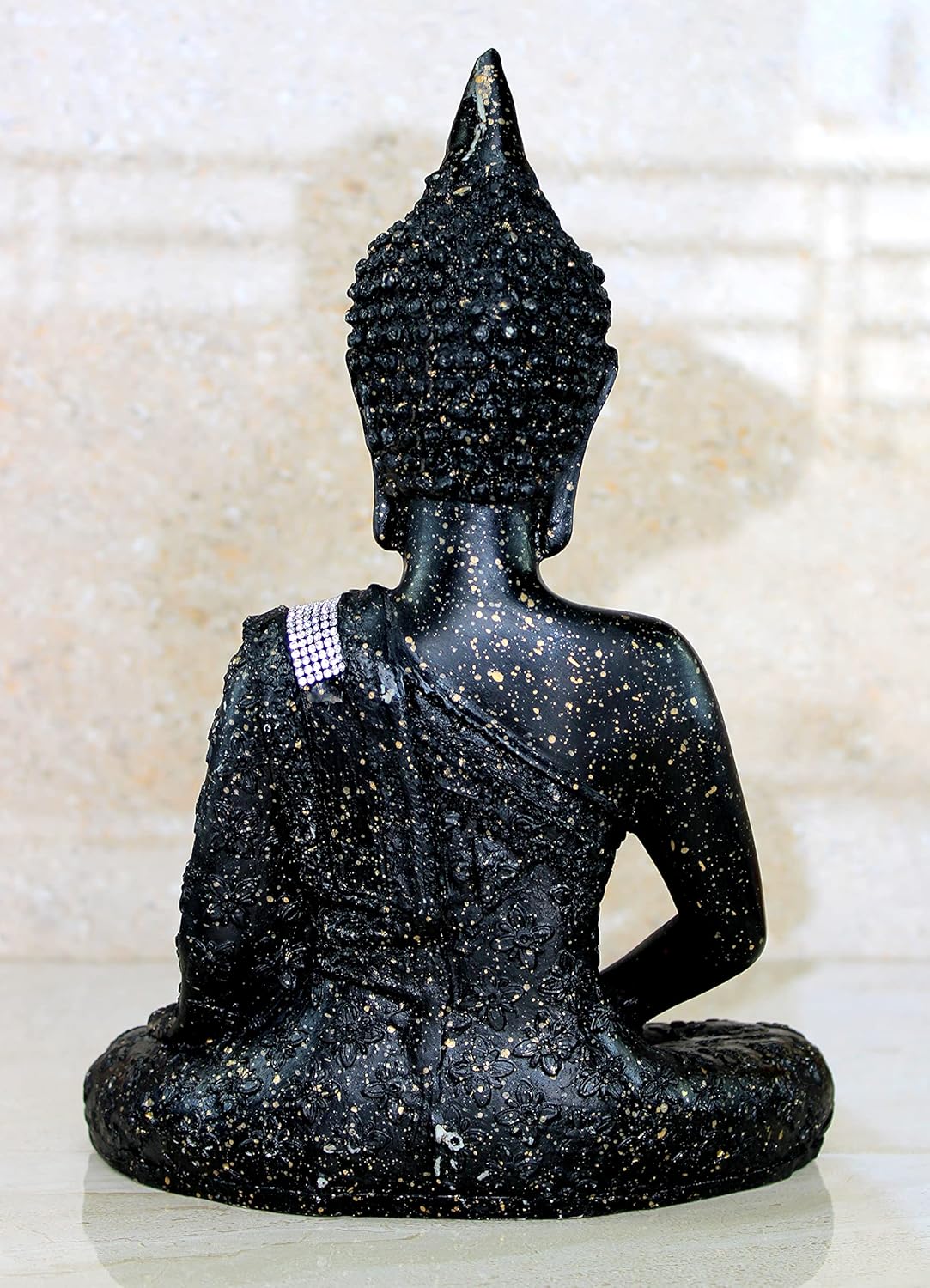 eSplanade Resin Meditating Buddha Showpiece | Home Decor | Idol Statue Figurine Murti | Tibetan Buddhist Statue - 11.5" Inches - Black
