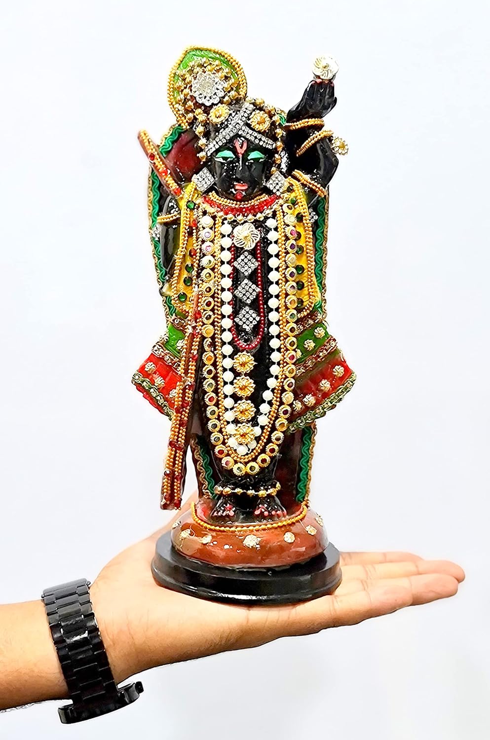 eSplanade Resin Shrinath Ji Bankebihari Krishna Statue - 12.5 inches & 10 inches | Idols for Home Puja Place