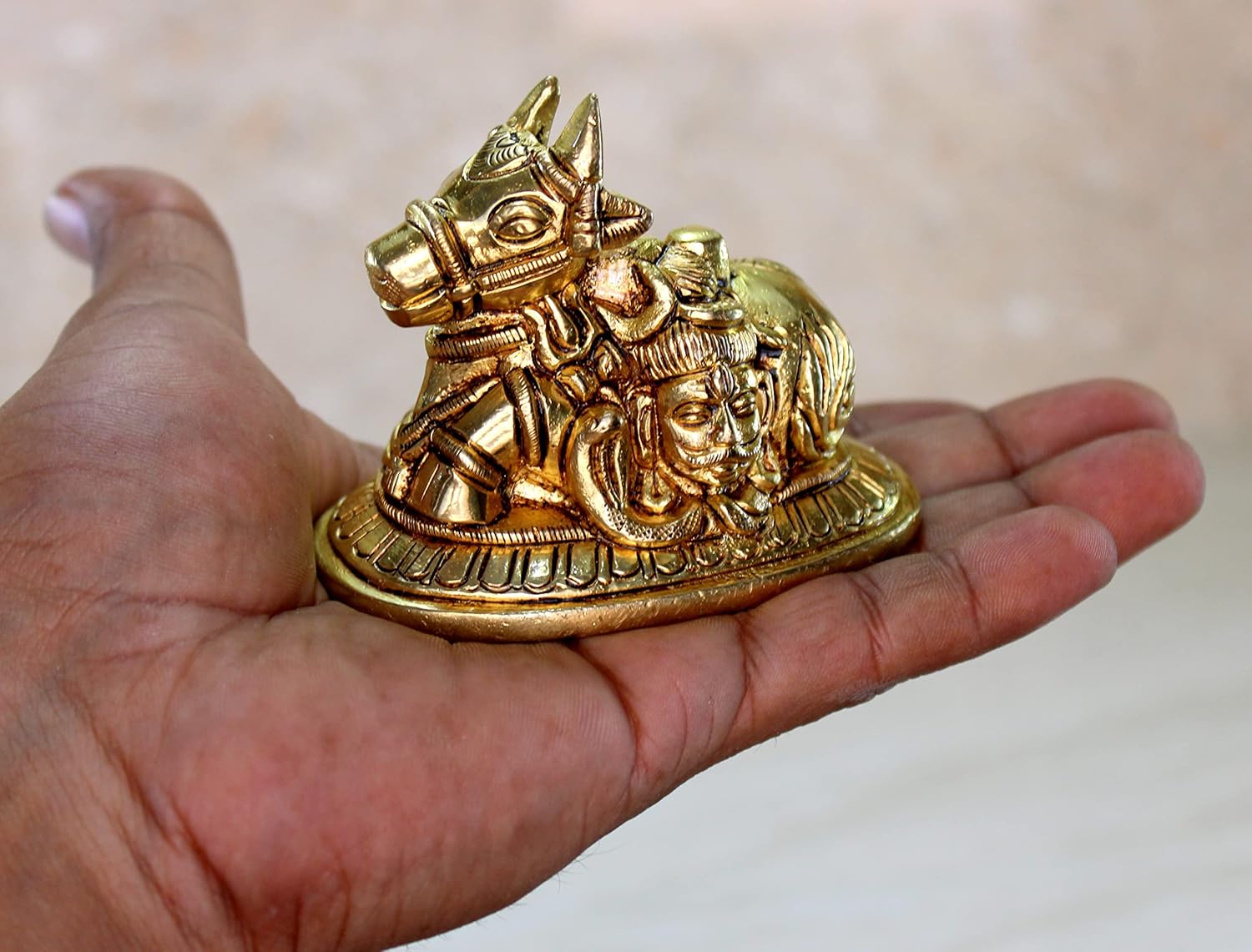 eSplanade Brass Shiva Parvati Pariwar - Shiva Family | Shiva Bholenath Shankar Parvati Ganesh Ganesha Nandi Family Murti Idol Statue Sculpture - Small Size - 2.25" inches