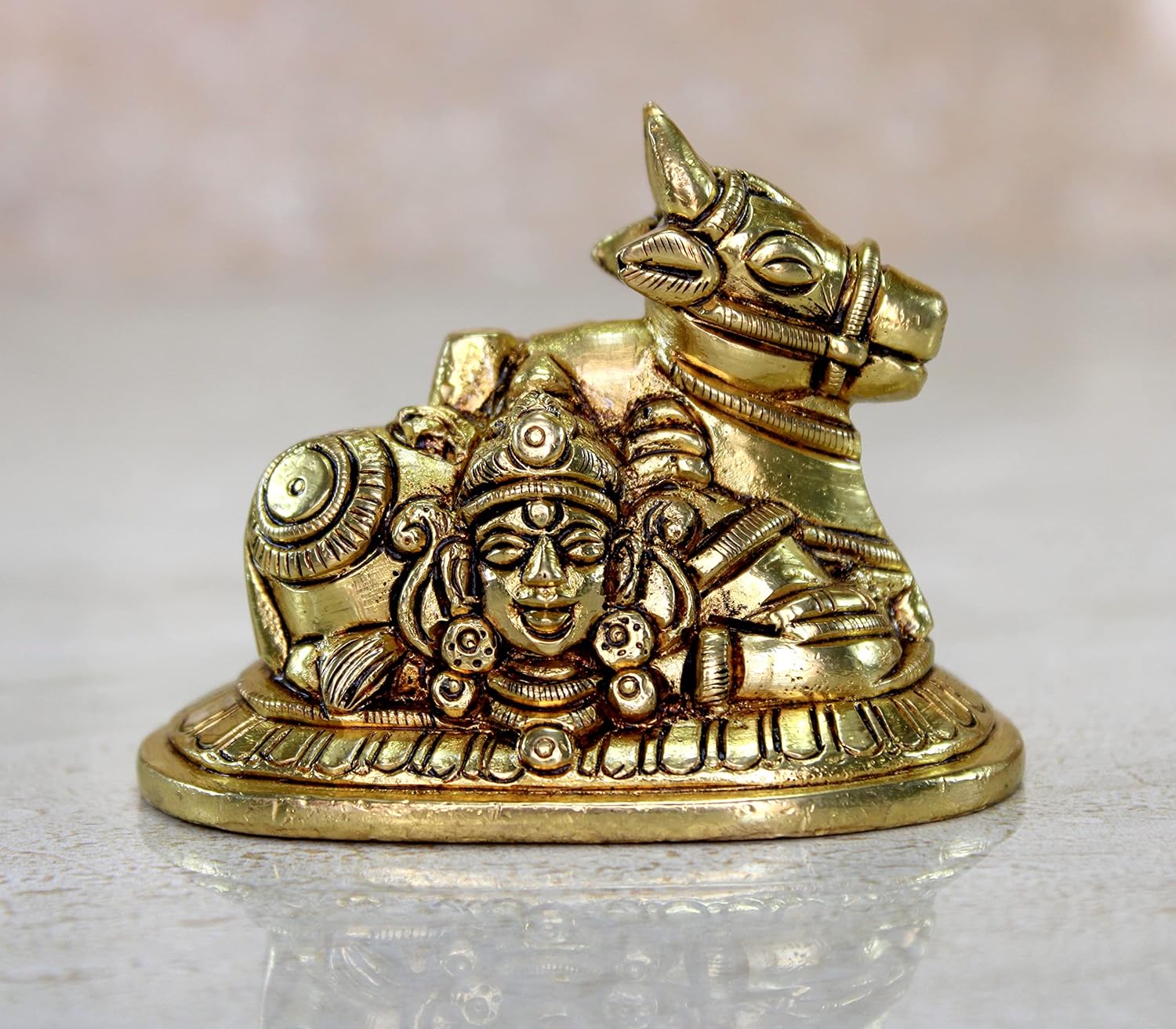 eSplanade Brass Shiva Parvati Pariwar - Shiva Family | Shiva Bholenath Shankar Parvati Ganesh Ganesha Nandi Family Murti Idol Statue Sculpture - Small Size - 2.25" inches