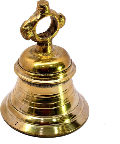 eSplanade Brass Hanging Temple Bell Ghanta Church Bell | Home Decor - Pooja Items | Golden - 7" Inches