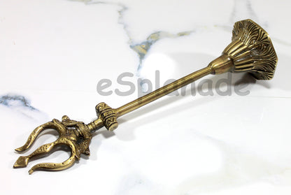 eSplanade Brass Shiva Shiv Bholenath Trishul Trident with Damru - 11" Inches