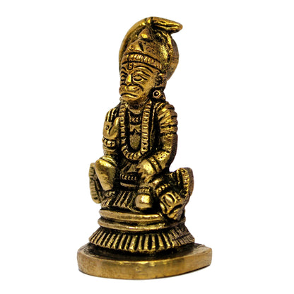 ESPLANADE Brass Hanuman Anjaneya Pavan Putra Bajrangbali Idol Murti Moorti Statue - Golden - 2.5" Inches