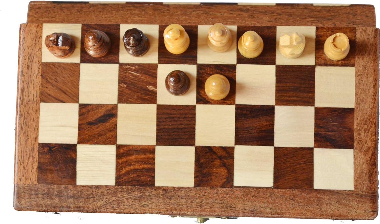 StonKraft Stone Chess Board with Wooden Base - 12" x 12" Inches