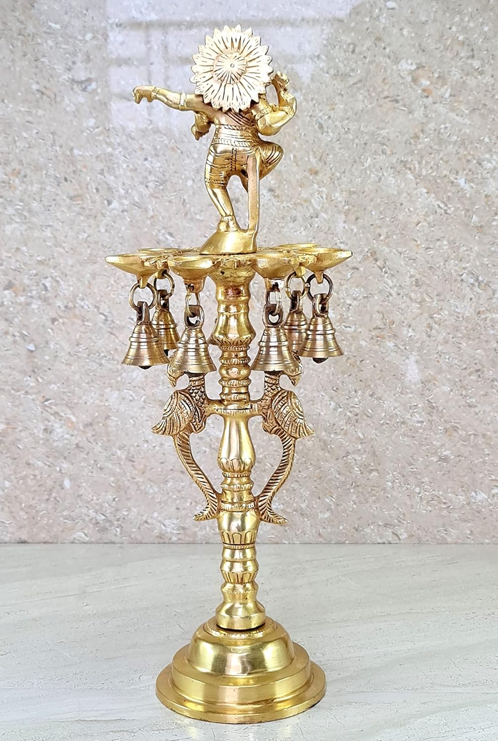 Brass Ganesh Ganesha Oil Lamp | Home Decor | Brass Diya | Brass Deepam | Brass Lamps | Kuthu Vilakku | Lamps for Home and Office - 16.5" Inches - Big Size