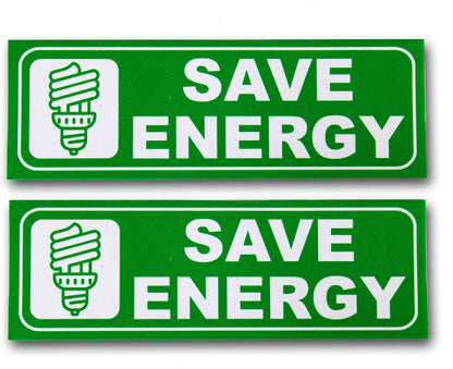 eSplanade Save Energy Sign Sticker Decal - Easy to Mount Weather Resistant Long Lasting Ink Size (9" x 3")