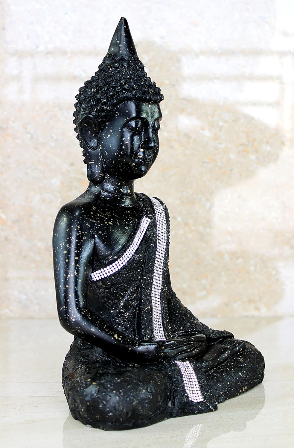 eSplanade Resin Meditating Buddha Showpiece | Home Decor | Idol Statue Figurine Murti | Tibetan Buddhist Statue - 11.5" Inches - Black