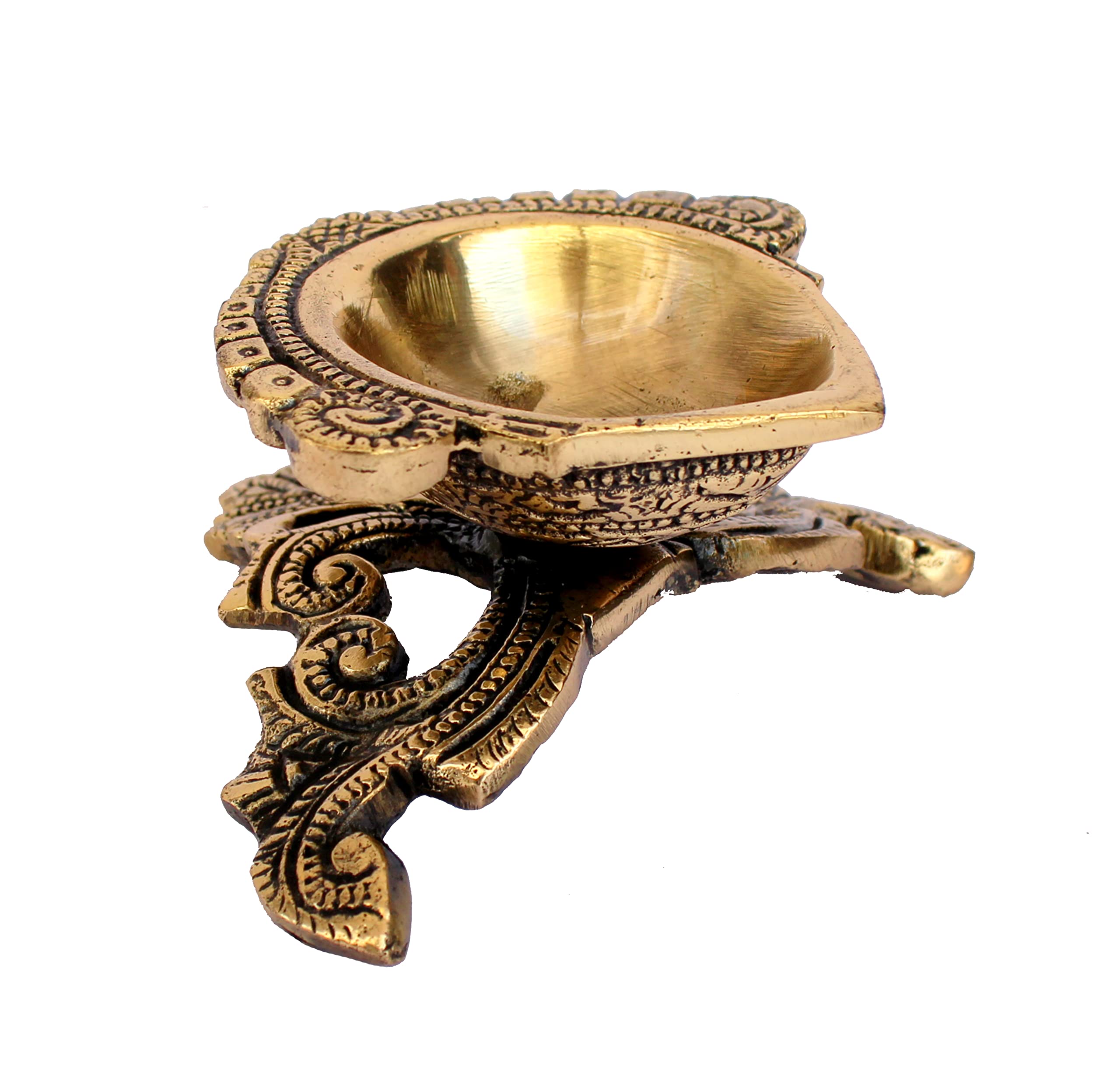 Brass Oil Lamps | Shankh Chakra Narayan Oil Lamp Diya Deepam Kuthu Vilakku -3.5 & 4" Inches