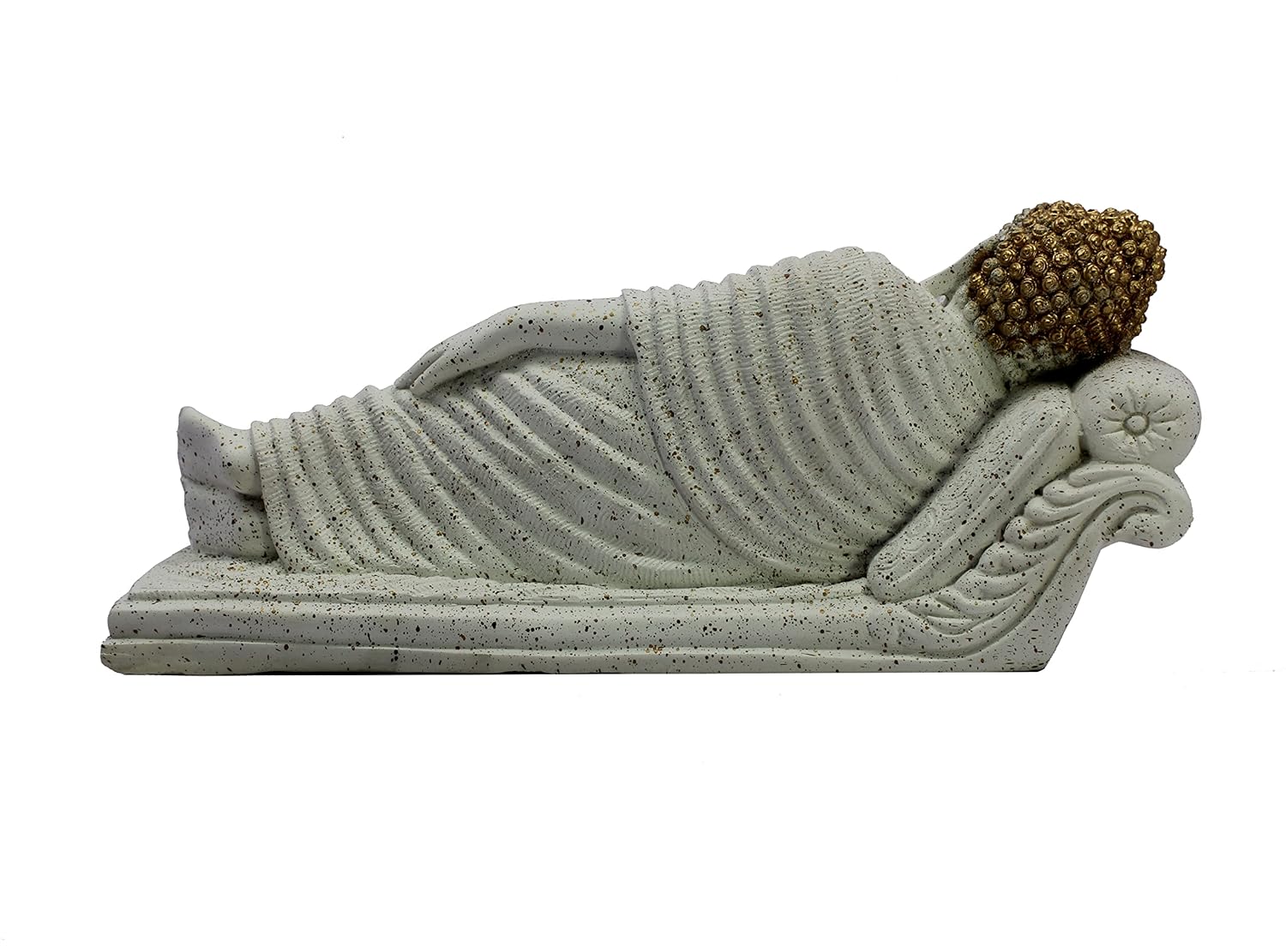 ESPLANADE Resin Sleeping Reclining Buddha Tibetan Buddhist Idol Statue Figurine - Home Decor - White - 16.5" Inches