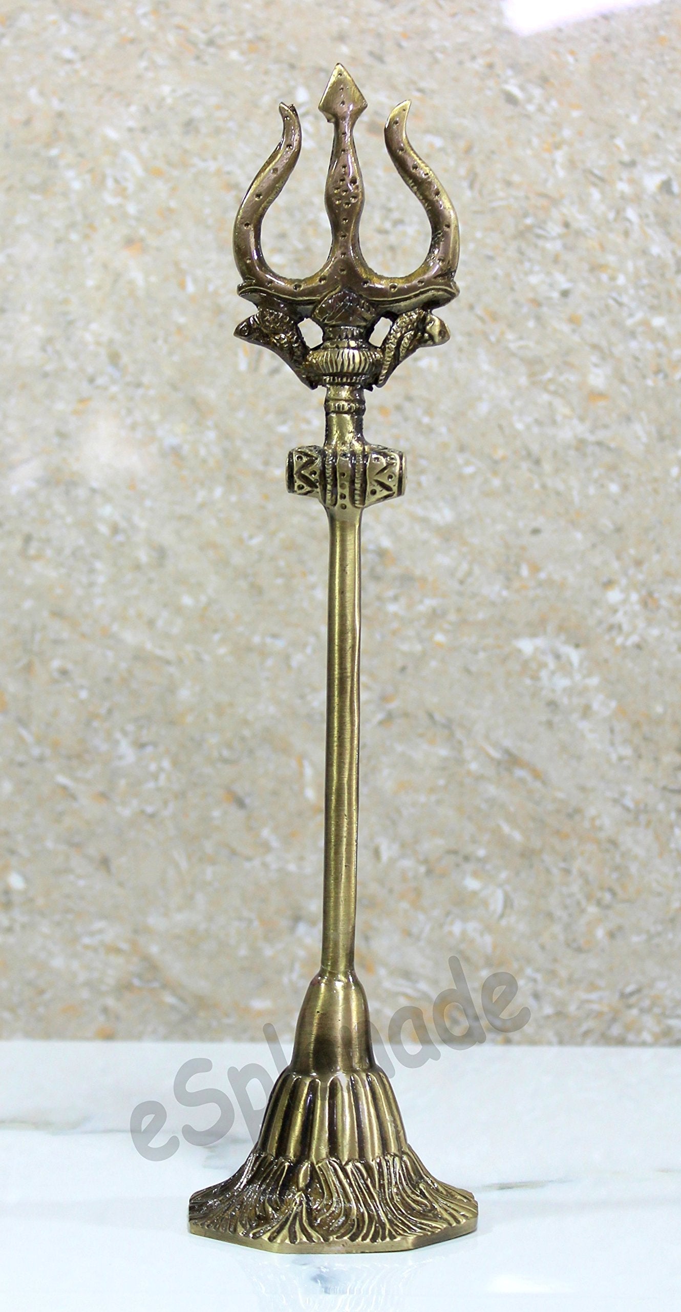 eSplanade Brass Shiva Shiv Bholenath Trishul Trident with Damru - 11" Inches