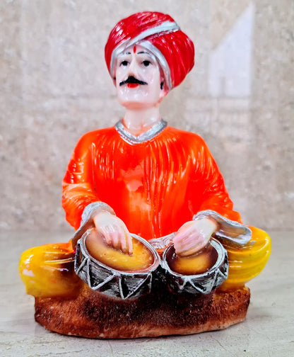 eSplanade Resin Rajasthani Punjabi Musical Folks Showpiece Figurine Sculpture (Set of 6) | Decorative Items - Home Decor | Multicolour - 6.6" Inches