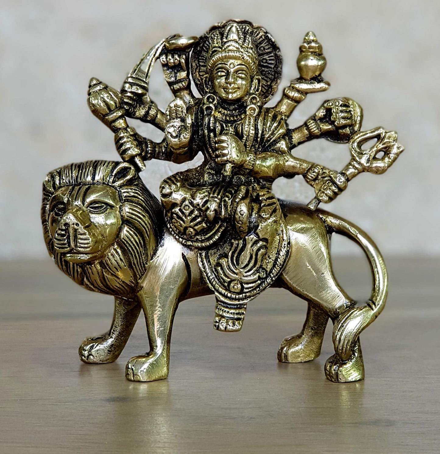 eSplanade Brass Maa Durga/MATA Rani Idol, Statue, moorti, murti for Home Mandir and Home Decor (4.6 Inches)