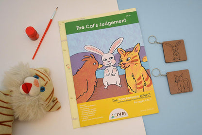 IVEI Panchatantra Story Kids Learning Book - Workbook and 2 DIY Keychains - Colouring Activity Worksheets - Creative Fun Activity and Education for Kids - The Cat's Judgement (Age 4 to 7 Years)