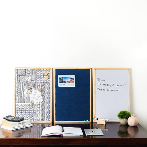 IVEI Combination Board with Magnet Board, Pin Board & Whiteboard- Set of 3- Dark Blue -Innovative Organizer for Kids and Adults with Magnets- To Do Boards - Best Gift for Home, Office, School- (Big) Blue, Pink,Orange