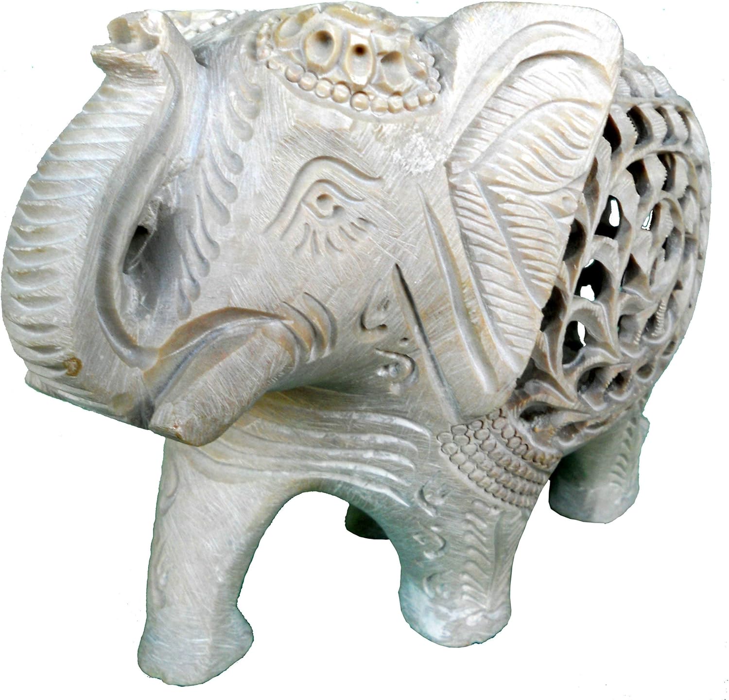 StonKraft Indian Handmade Marble Soapstone Elephant - Baby Inside Mother's Tummy- 5" & 6" Inches