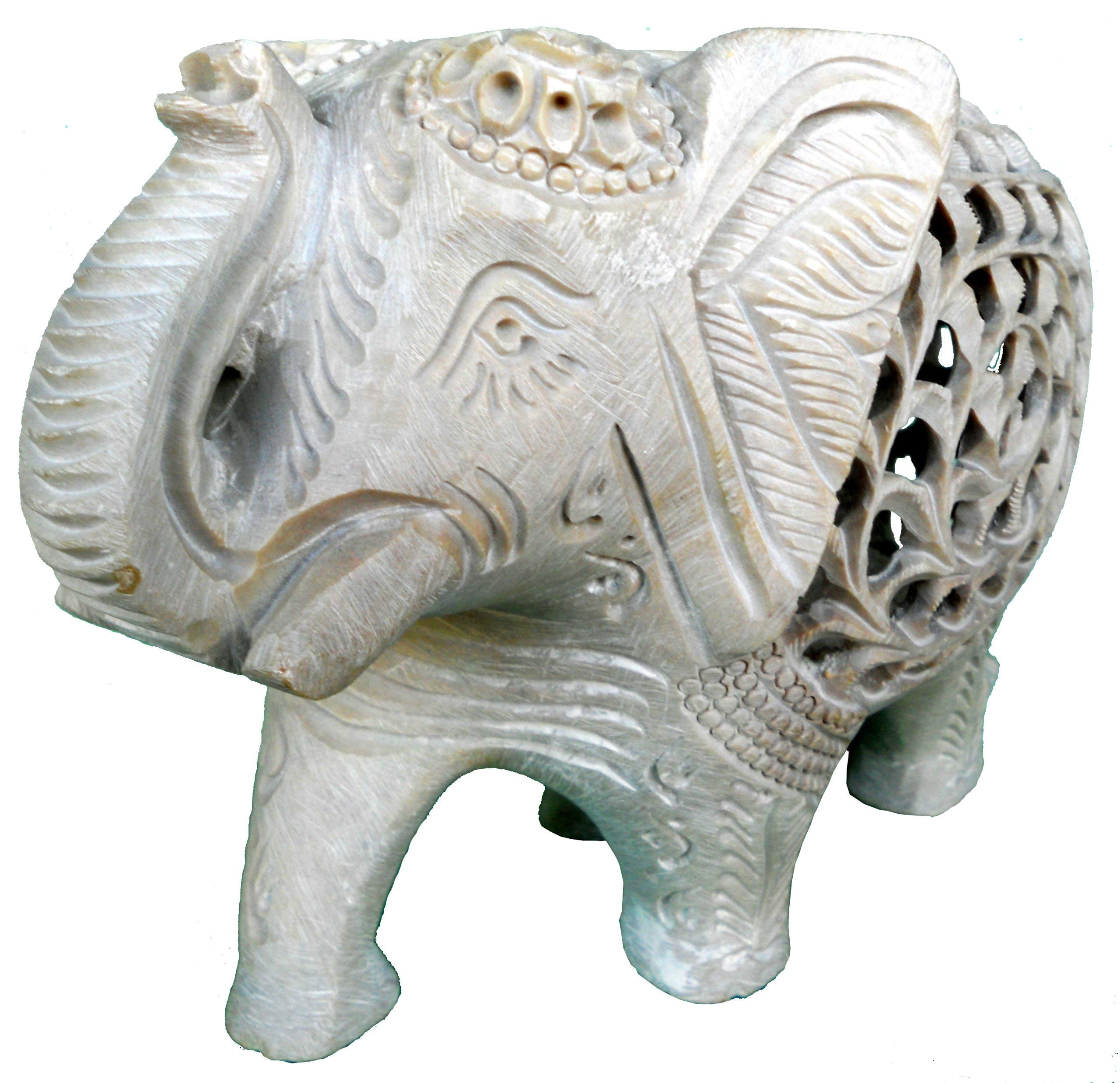 StonKraft Marble Soapstone Carved Elephant - Baby Inside Mother's Tummyarble Soapstone Carved Elephant - Baby Inside Mother's Tummy (5" inches)
