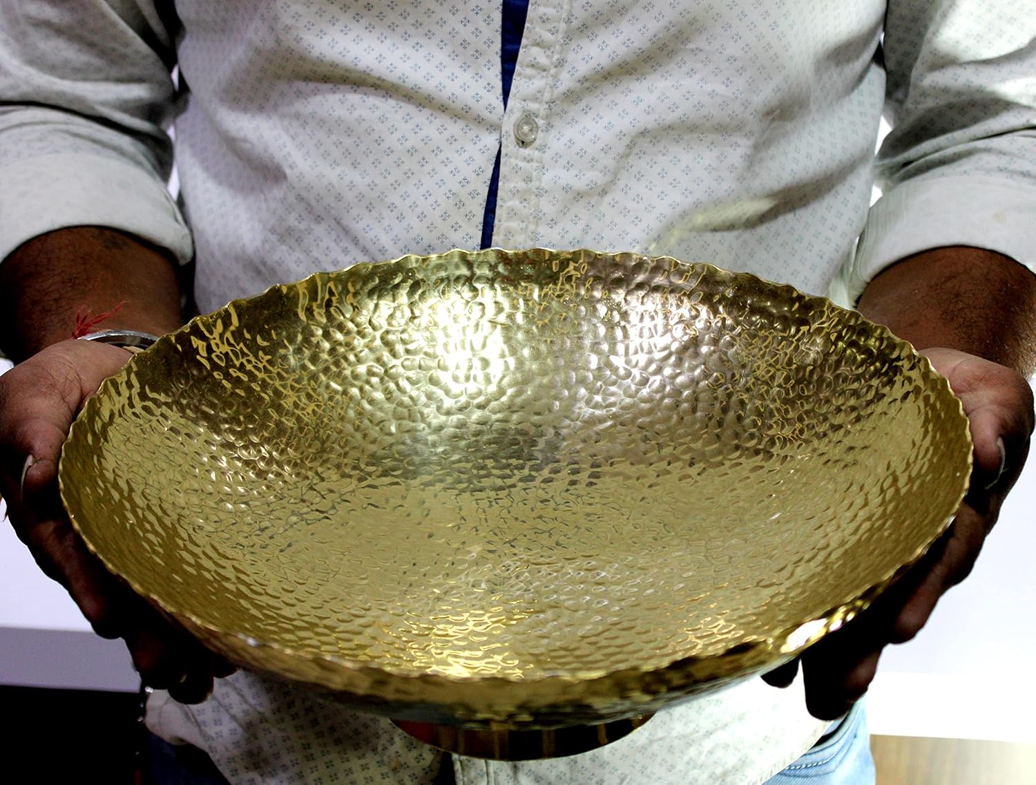 eSplanade - Ethnic Decorative Metal Urli Traditional Bowl - Fruits/Dry Fruits Bowl Showpiece for Dining/Drawing Room - Home Decor | 9.5" Inches Dia.-Small