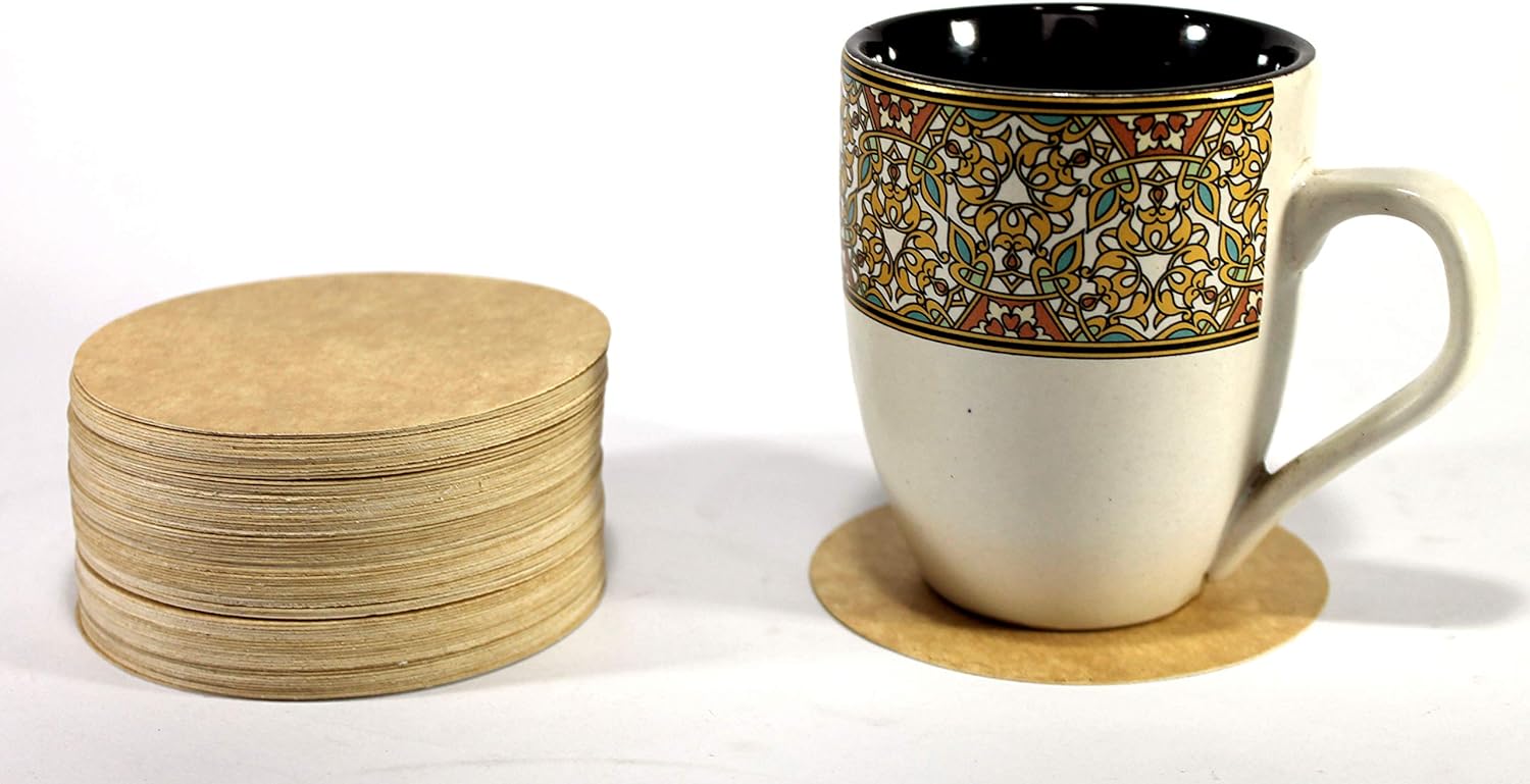 eSplanade Disposable Coaster - Made of Paper (Set of 100) - Use and Throw Reversible Coasters - Perfect for Bar, Hotel, Restaurant purpose & Parties (Brown Round & Square)