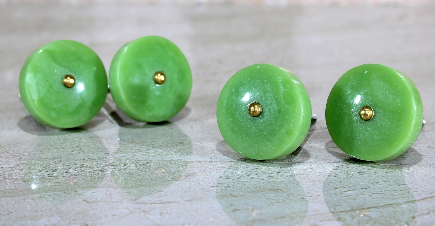 eSplanade Cupboard Drawer Door Acrylic Knobs - Set of 4 | Drawer Handles Cupboard Pulls Almirah Hooks | Acrylic Plastic - Diameter 4 cms (Green)