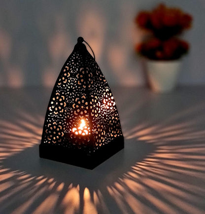 eSplanade Moroccan Lamp Metal Lantern Hanging Lamp Tealight Candle Holder - 7.5" Inches - Black