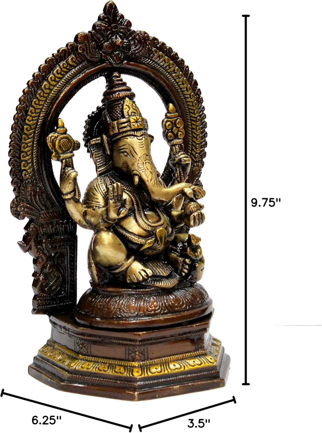 eSplanade Brass Ganesh Ganesha Ganpati Vinayak Showpiece | Murti Idol Statue Sculpture - 9.75" Inches - Multi