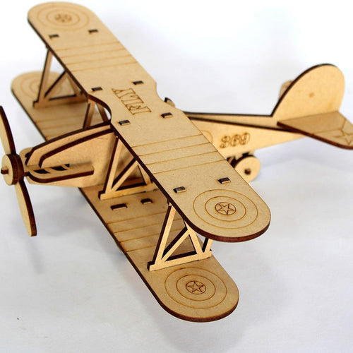StonKraft 3D DIY MDF Puzzle - Glider, Aeroplane, Helicopter Retro Plane Model | Wooden Puzzle, DIY, Build your own, Construction Toy, Modeling Kit
