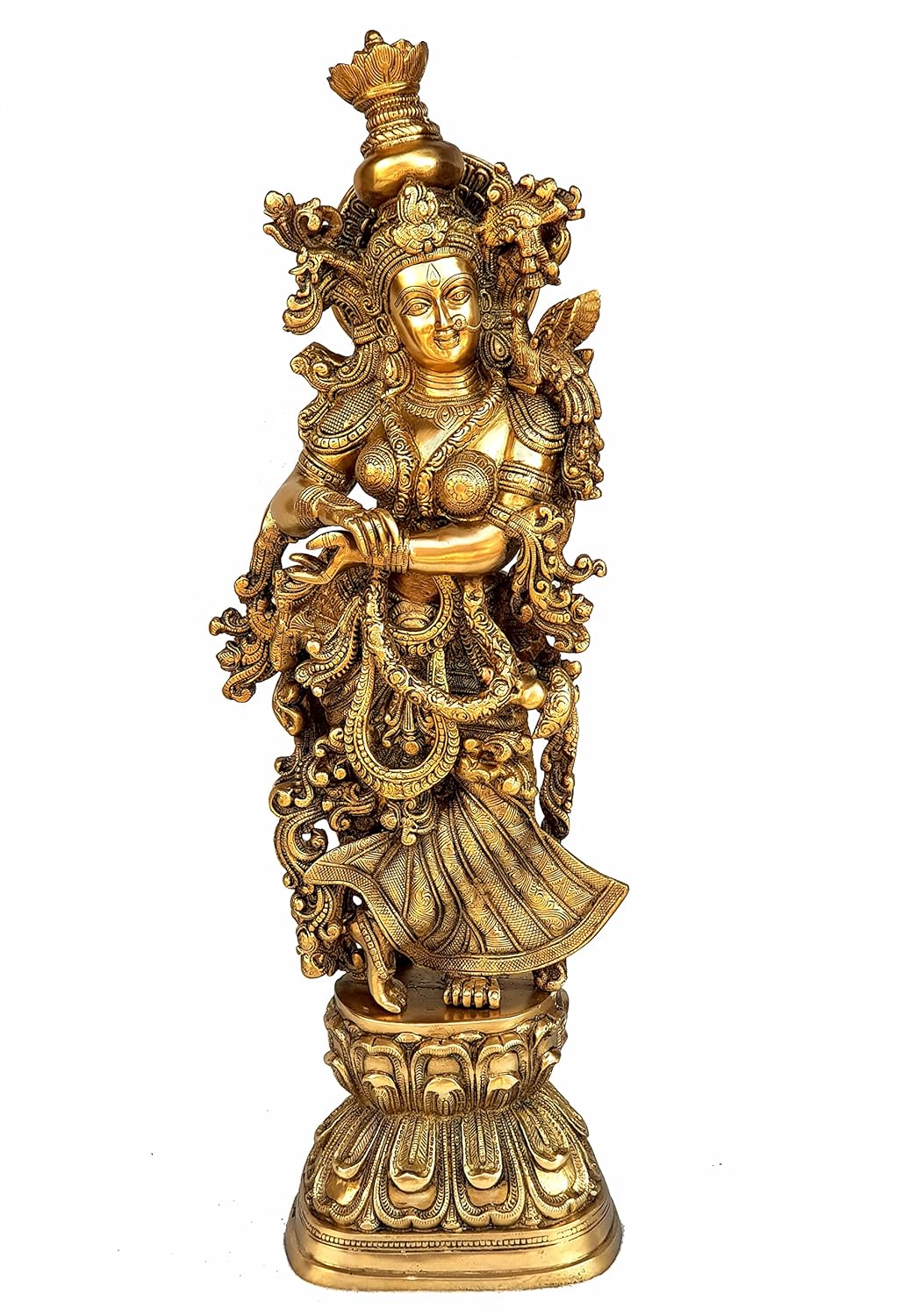 eSplanade - Lord Krishna Kishan Gopal Murti Idol Statue Sculpture - Brass - 29" - Multicolor