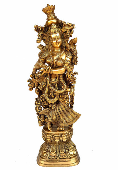 eSplanade - Brass Lord Krishna Kishan Murti Idol Statue Sculpture - 29" Inches - Very Big Size