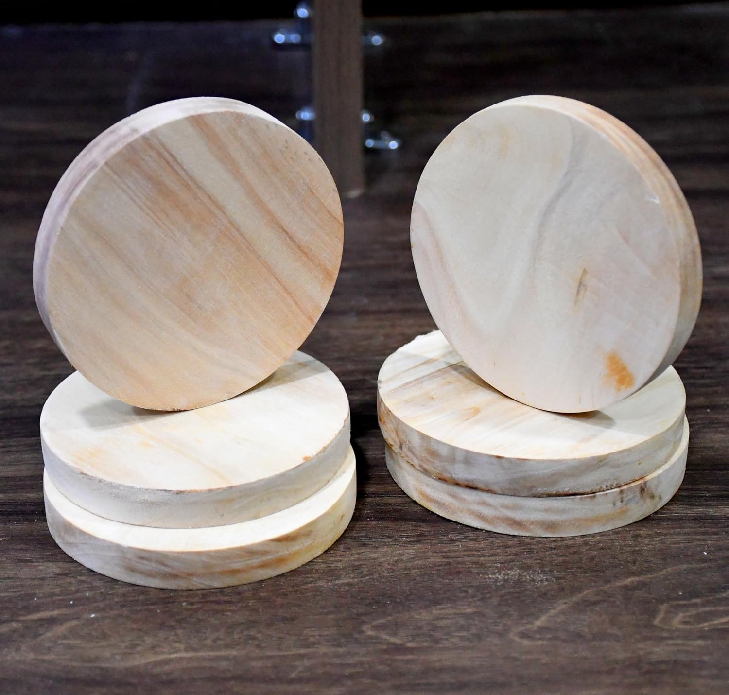 IVEI DIY Thick Wooden Coasters Wood Canvas - Plain Wooden Coasters Shaped Blank Cutouts for Painting, Wooden Sheet Craft, Decoupage, Resin Art Work & Decoration - Set of 6