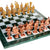StonKraft Collectible Black Marble and Malachite Chess Board Set + Wooden Brass Combo Chess Pieces - Decorative Stone Chess - Home Decor