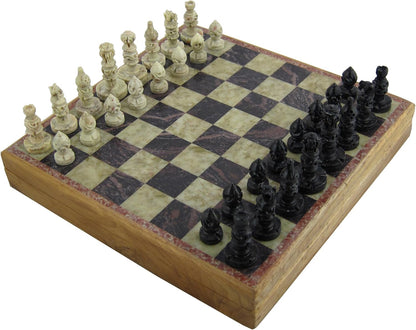 Rajasthan Stone Art Unique Chess Sets and Board -Indian Handmade Unique Gifts -Size 10X10 Inches