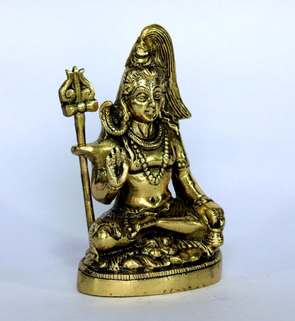 eSplanade 5" Brass Shiva Shiv Adiyogi Natraj Idol Murti Sculpture (Brass Shiva)