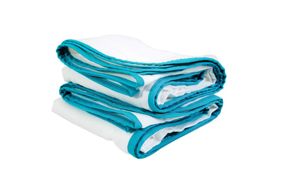 Jacha & Bacha Pure Soft Cotton Dhoti Towels for Babies/Kids Set of 2 Towels-Yellow (Blue) | Light Weight Towels for Kids | Travel Friendly Bath Towels for Children
